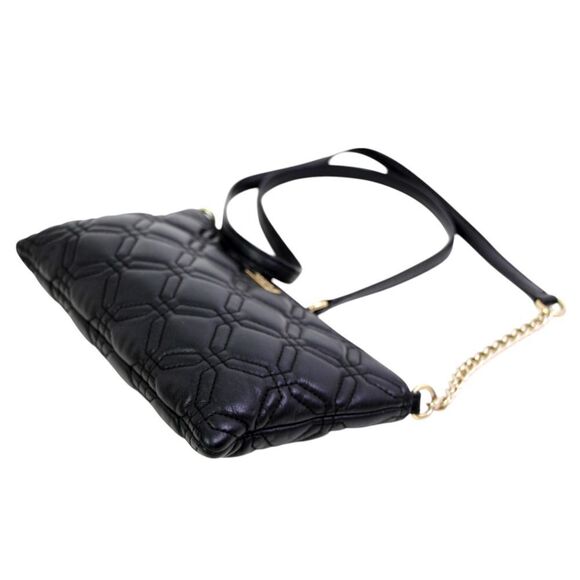 kate spade NY STITCHED BLACK REAL LEATHER CHAIN SHOULDER BAG XBODY HANDBAG PURSE - Picture 9 of 16